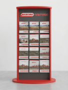 Espositore da terra  con tasche portadepliant in plexiglass